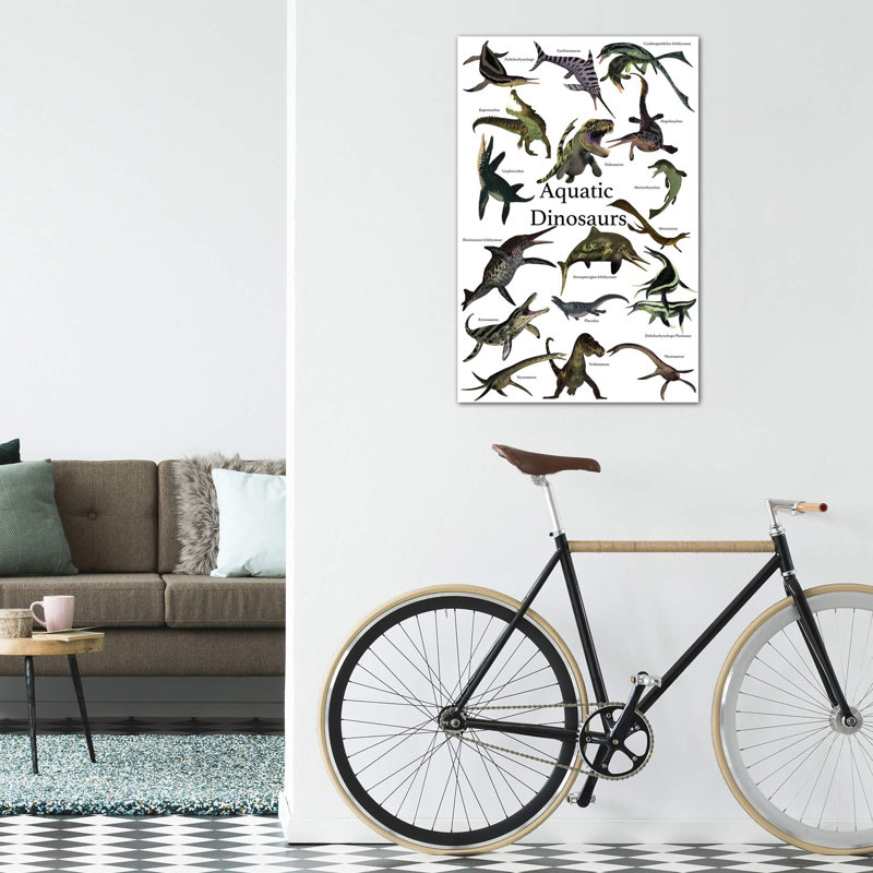 «Aquatic Dinosaurs» par Corey Ford - impression d'art graphique, H 48 po x l 32 po x P 1,5 po, Toile tendue, Pas de tapis