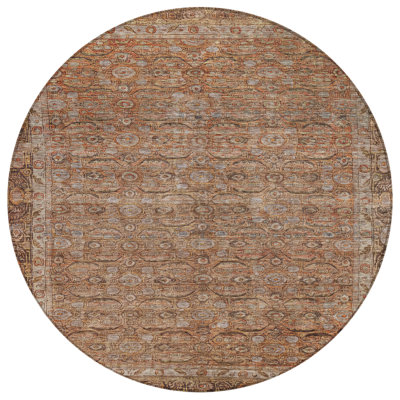 Machine Washable Indoor/Outdoor Xhevrie Copper Rug