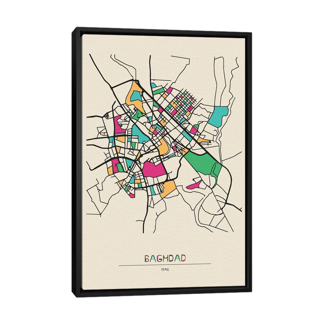 Baghdad, Iraq Map by Ayse Deniz Akerman - Print on Canvas