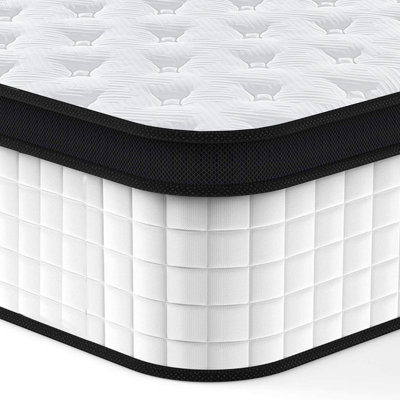 QUEEN Size 12 Inch Hybrid Mattress Individual Pocket Spring 7-Zoned Memory Foam Knitted Cover Certipur-US White