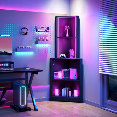 5-Layer Corner Bookshelf With LED Light by Ivy Bronx
