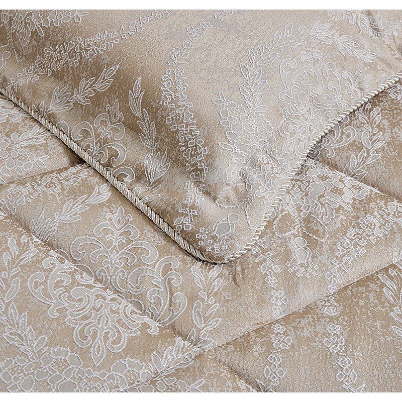 Polyester Floral Bedspread with Pillow Shams, Beige, King Bedspread + 2 King Shams