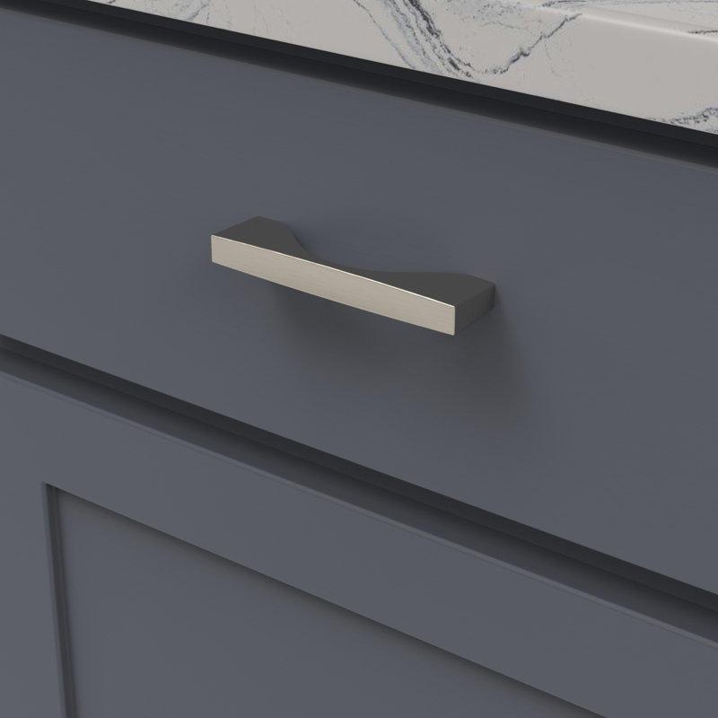 Channel Collection Handle Pull - Cabinet Pull - Contemporary Hardware for Drawers & Cabinets, Satin Nickel, 3 3/4"