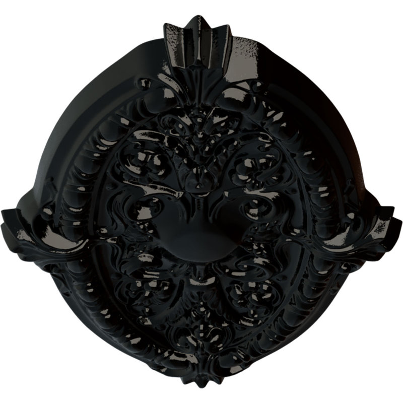 Médaillon de plafond lisse en carton Endurathane, diamètre extérieur de 29 1/8 po x P 1 1/2 po (convient aux auvents jusqu'à 9 1/8 po), finition d'ombre de nuit peinte à la main