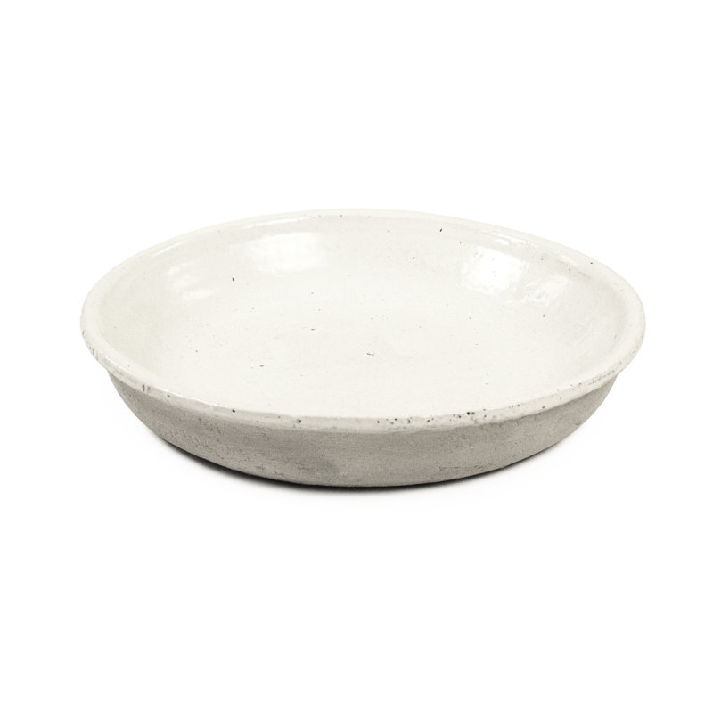 Assiette blanche Manistee patinée: petite, H 3 po x l 15 po x P 15 po