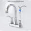 Robinet de salle de bain chromé avec bonde escamotable et tuyaux d'alimentation Robinet de meuble-lavabo central à 4 poignées et pivotant à arche haute 360 degrés à 2 poignées-118610650