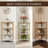 4-Tier Corner Shelf Unit, Freestanding Corner Bookshelf with White MDF Shelves and Natural Wood Frame, Space-Saving Triangular Corner Storage Rack for Bathroom, Living Room & Bedroom, 33.70" H x 16.75" W