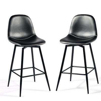 Swivel Upholstered Counter Stool with Metal Frame