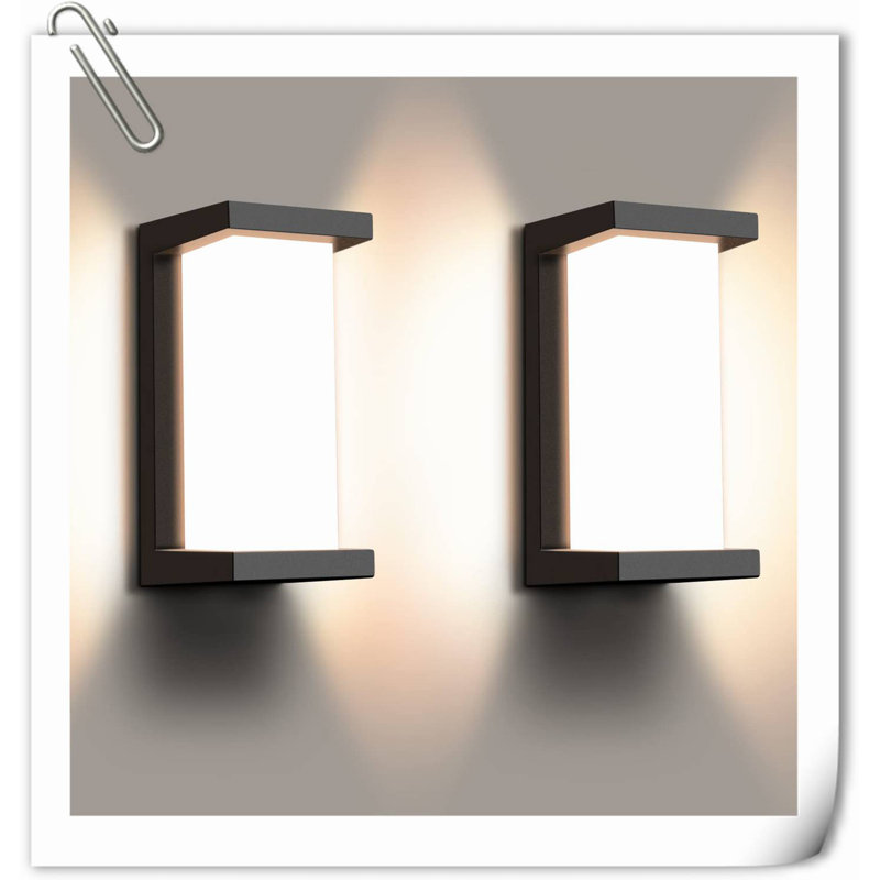 18W Outdoor Porch Light 3000K 1800Lm Matte Black LED Outdoor Wall Light Aluminum Exterior Light Fixtures Wall Mount IP65 Waterproof (2 Pack)