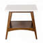Table de bout carrée avec tablette inférieure - structure en bois d'hévéa, plateau en bois aggloméré