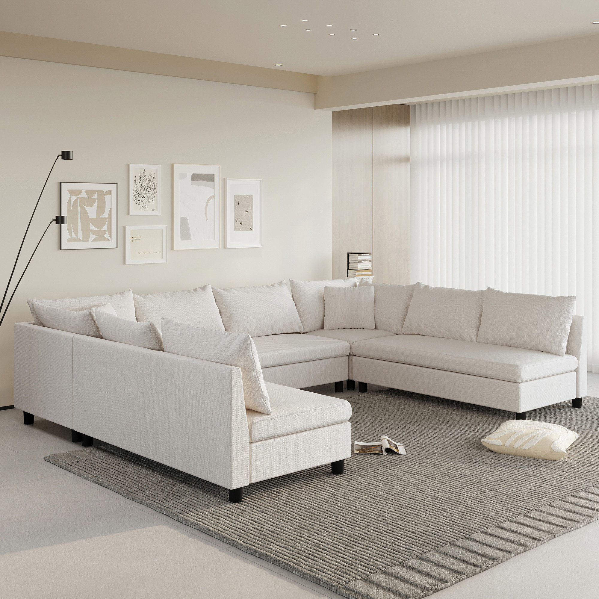 Hokku Designs Modular Sectional Sofa,Reversible U Shaped Chenille Couch ...