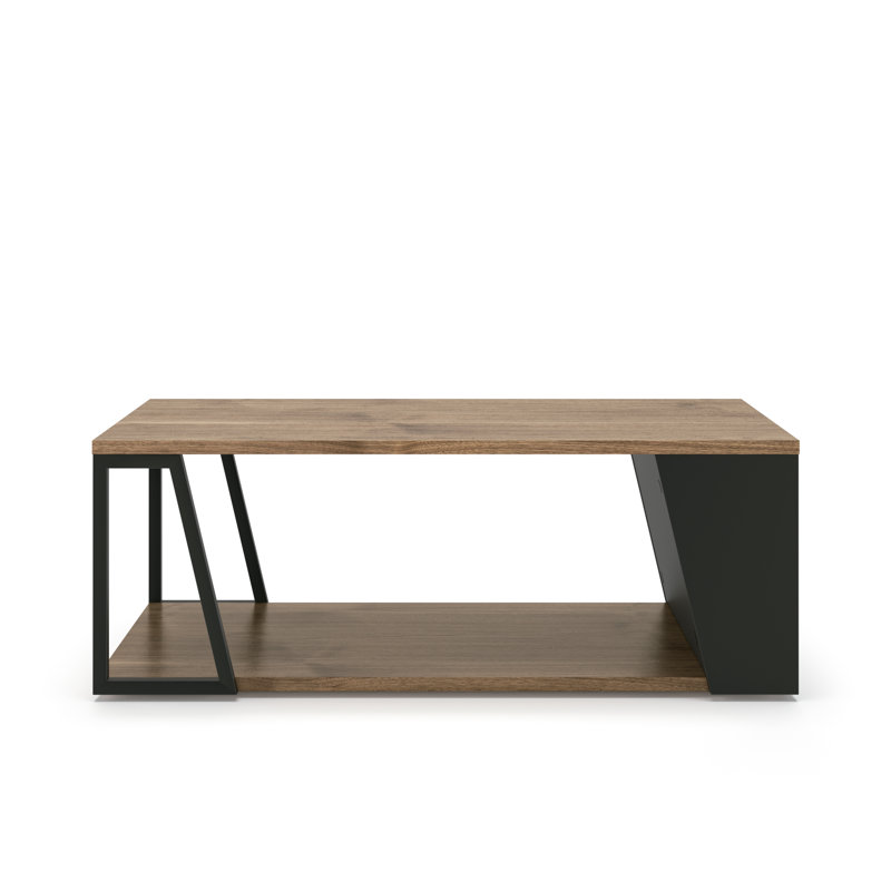 Sharrion Floor Shelf Coffee Table, Walnut Veneer, Black/Brown