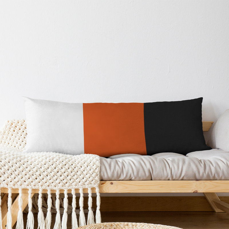 Polyester Medium Pillow, Orange Middle/Black, Aaru 