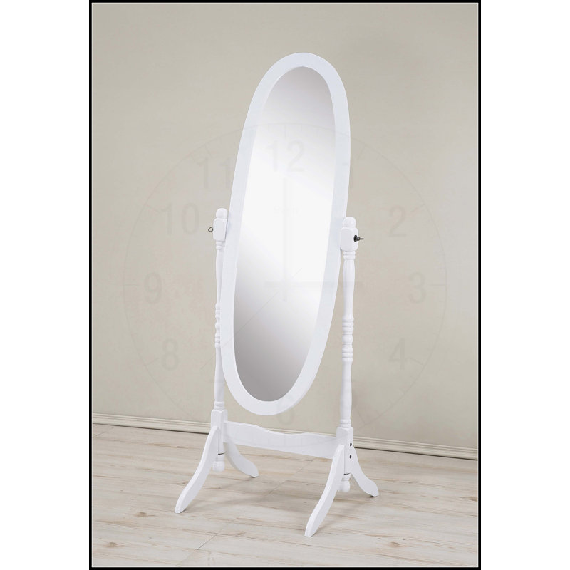 Traditional Queen Anna Style Wood Floor Cheval Mirror, Antique Reproduction for Bedroom Decor, Black