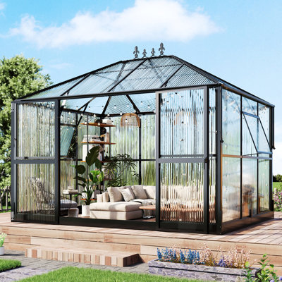 Serre de style pavillon de 11 pi x 8,5 x 8,5 pi avec 2 portes battantes Grower's Haven