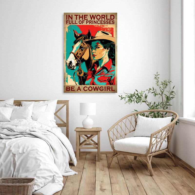 «Be A Cowgirl», reproduction d'art rectangulaire sur toile, pièce 1, H 14 po x l 11 po x P 1,25 po