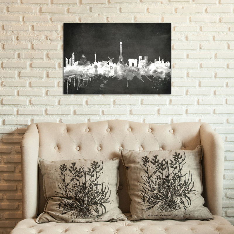 Série d’horizons unicolores : paris, france, reproduction d’art sur toile tendue, H 26 po x l 40 po x P 1,5 po, Toile tendue