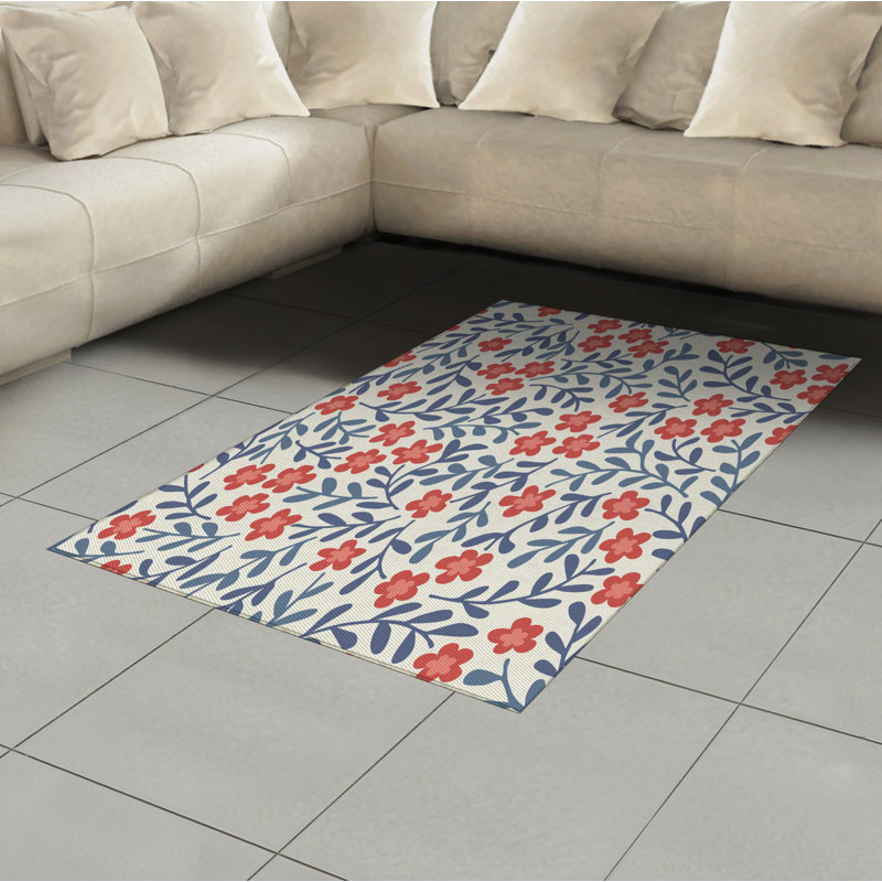 Tapis décoratif floral à haute densité en fibres de polyester, Rectangle— 4 pi x 5 pi 8 po