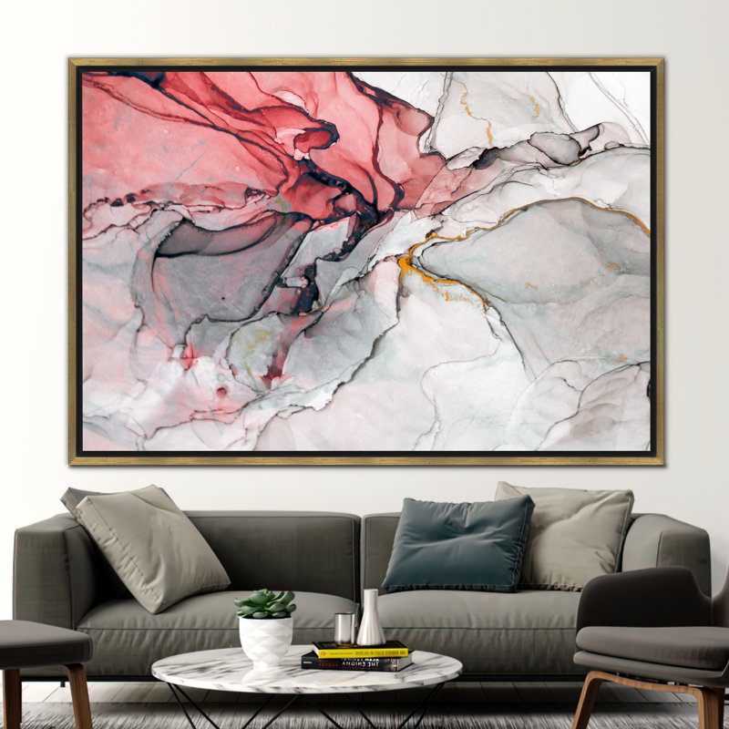 Abstrait art mural de luxe avec design moderne à l'encre alcoolisée pour un décor contemporain, H 30 po x l 41 po, Doré