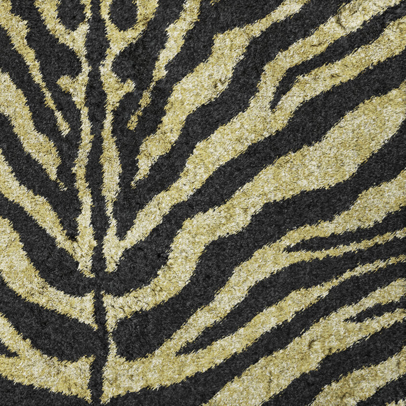 Premium Machine Washable Dream Shag Zebra Rug, Gilded, 2'6" x 3'10"