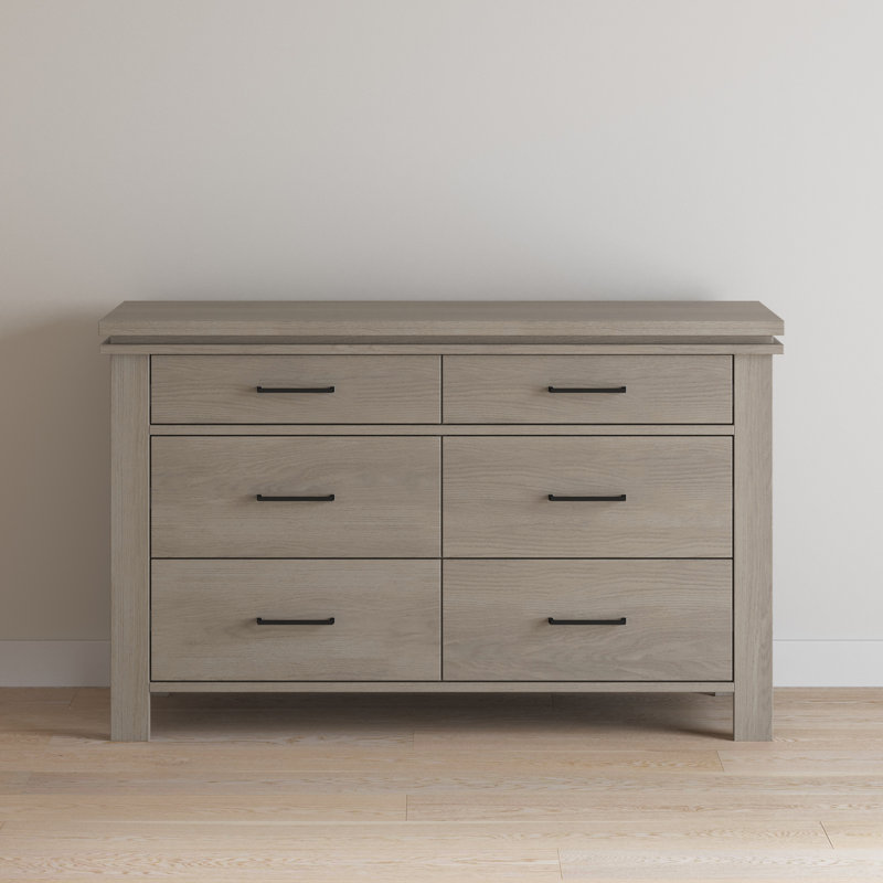Commode double 6 tiroirs Denman, Croissant gris