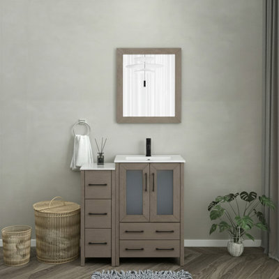 36" Single Bathroom Vanity with Top with Mirror