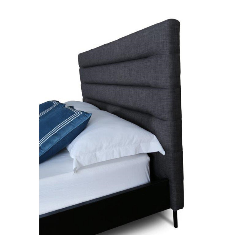 Hilmi Upholstered Slat Bed, Gray