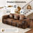 Boneless Modern 220 cm faux leather 3-seater sofa with square armrests and spring cushions-1580053567