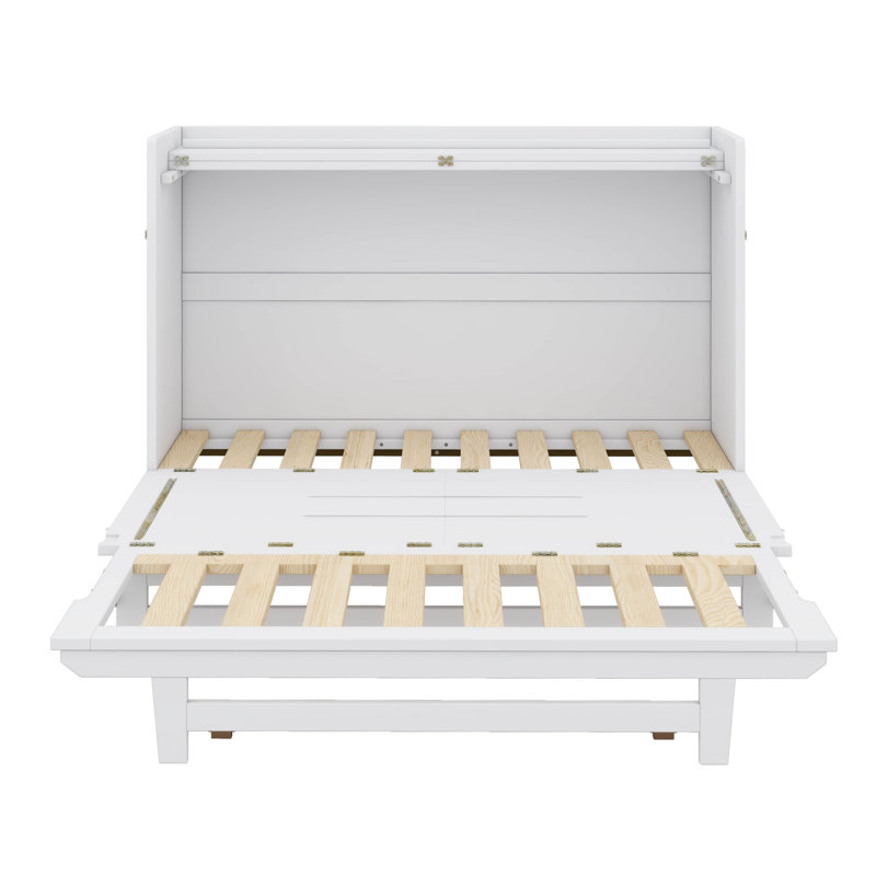Élégant grand lit escamotable avec attrait intemporel et pieds robustes en fer, Blanc
