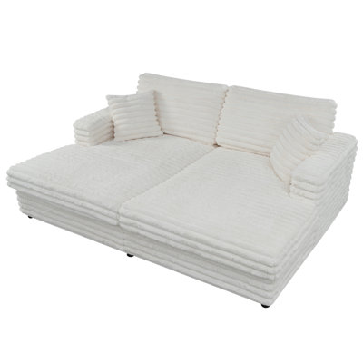 Giddings 86" Indoor Corduroy Loveseat Chaise Lounge with Pillows