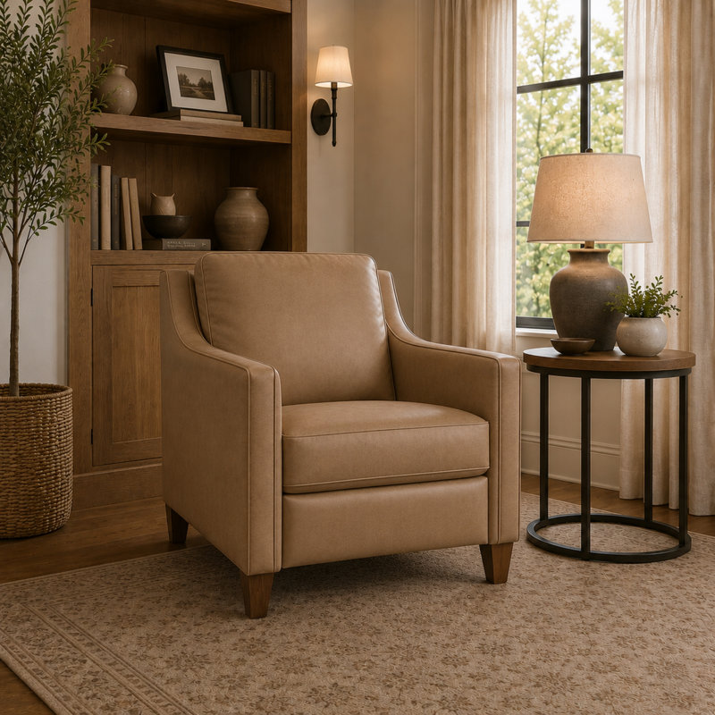 Finnegan Genuine Leather Recline, Finnegan Cream Genuine Leather