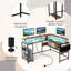 L-Shaped Metal Base Computer Desk-488986937