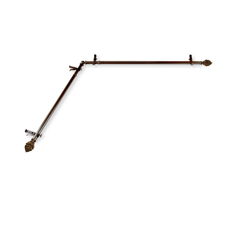 Tringle à rideaux simple en angle Leatherhead, 66 po à 120 po, Cacao