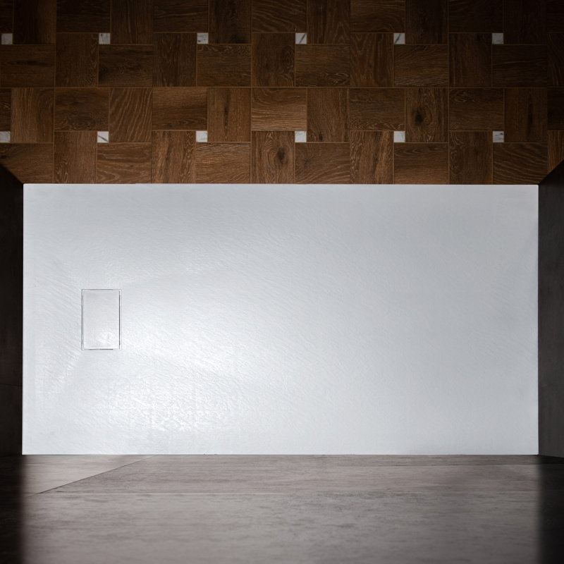 59" L X 31.5" W Solid Surface Low-Profile Shower Base: Non-Slip, Reversible Drain, Wheelchair-Friendly, Available in 4 Colors
