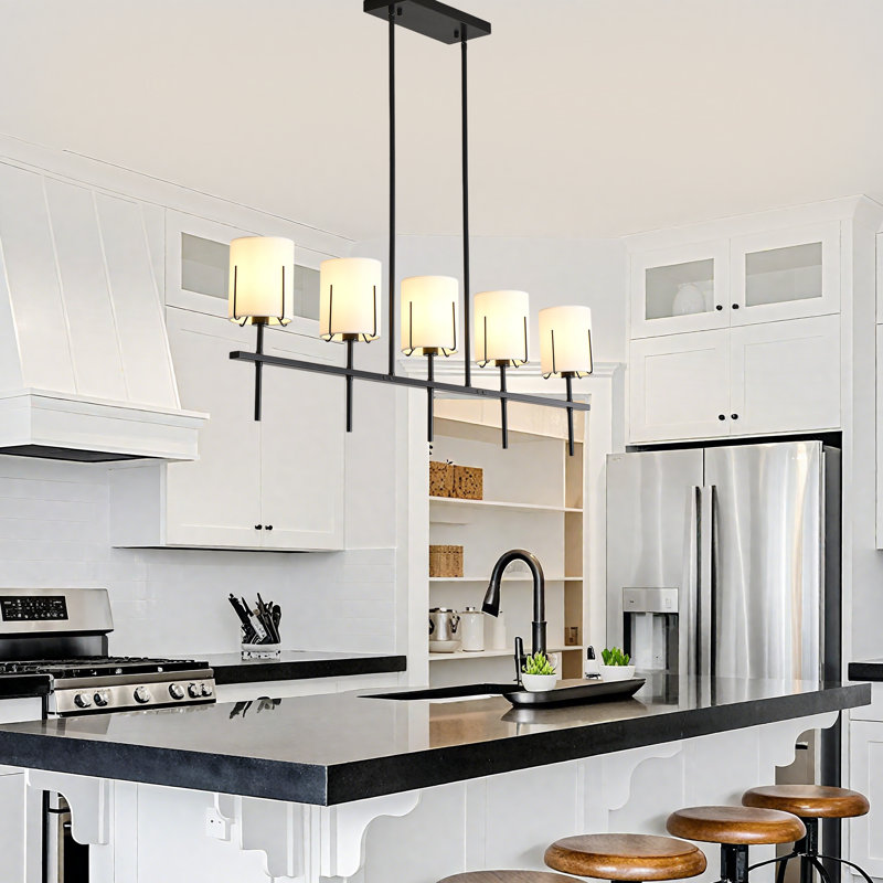 5-light Fabric Kitchen Island Chandelier