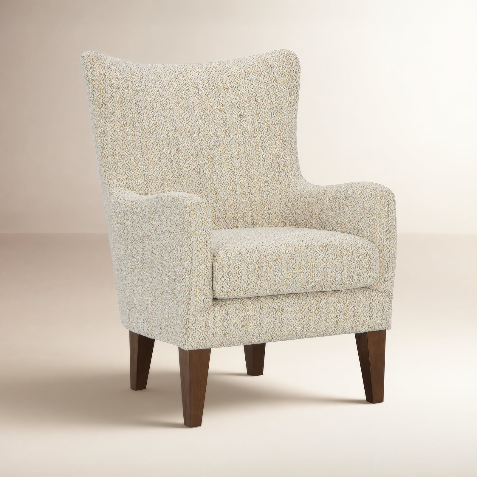 Estado Upholstered Accent Chair, Dark Walnut, Ivory