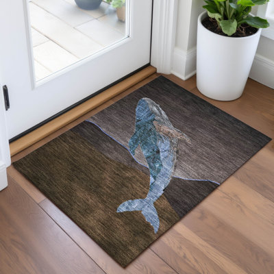 Tapis intérieur / extérieur brun lavable à la machine Xhevrie