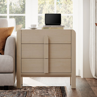 Adora 31.5" Large End Table With Storage And Curved Profile Design, Mid Century Modern Wooden Nightstand With Drawer For Bedroom, Living Room, Sofa Office