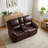  73.2" Manual Reclining Faux Leather Loveseat with Center Console and Cup Holders in Brown-116975506