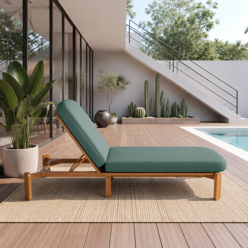 Chaise longue d'extérieur ajustable, Vert