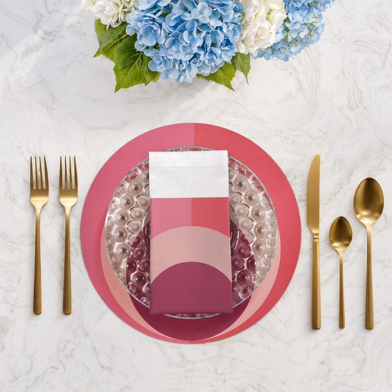 Colorblock Cotton Sateen Dinner Napkins, Pink Coral