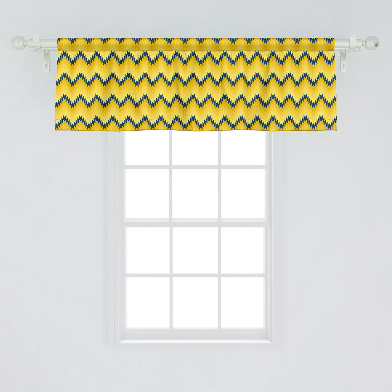 Ambesonne Ambesonne Abstract Valance Pack of 2 Modern Altered Chevron Night Blue Mustard