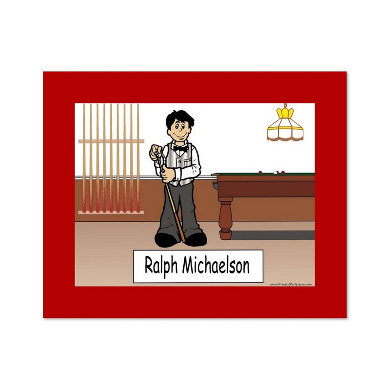 Personalized Pool Player, Billiards - Male Caricature with a Mat & Frame - Ready to hang!, Yes