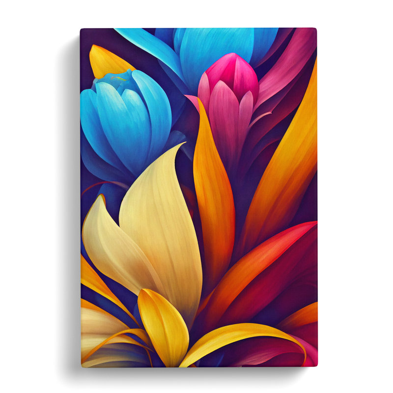 Colourful Flowers No.5 - Print, Wrapped Canvas, 50cm H x 35cm W x 3cm D, No Matte