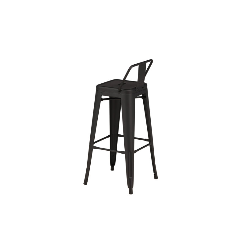 Haven Counter Stool with Solid Wood Frame, Black