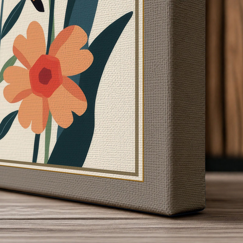 Arrangement with Bee Botanical - Wrapped Canvas, 24x16 - 61.0 x 40.6 cm, Taupe Border