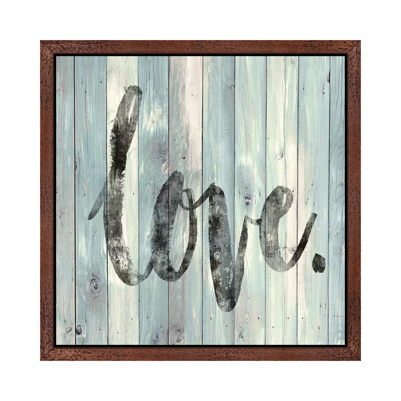 Love. On Wood by Jamie MacDowell - Single Picture Frame Print on Canvas, 45.72 cm H x 45.72 cm W, Brown Framed
