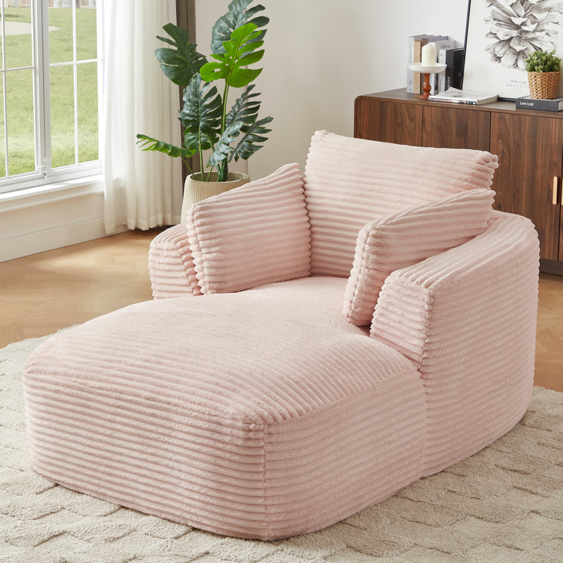 Très grand canapé en velours côtelé rose, sans assemblage, esthétique moderne pour une chaise de salon à siège simple, doux au toucher, idéal pour se détendre à la maison