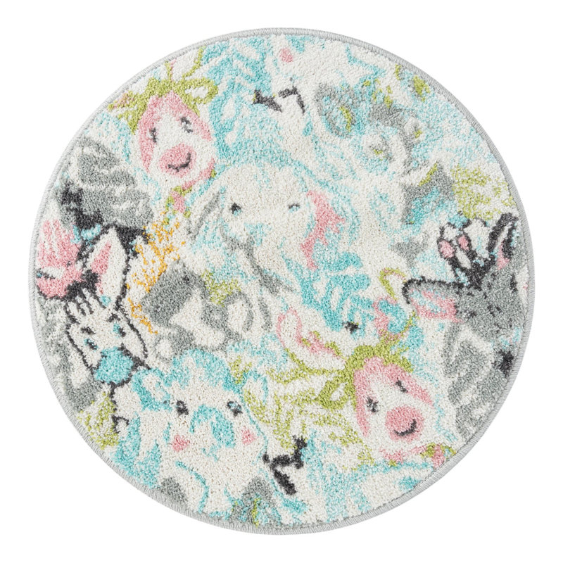 Tapis pour enfant Unique Loom Peekaboo Whimsy, Rond 2 pi 2 po