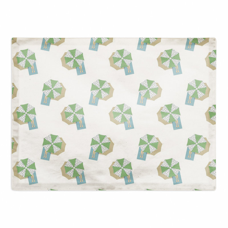 Napperon à motif parapluie, Blanc/vert
